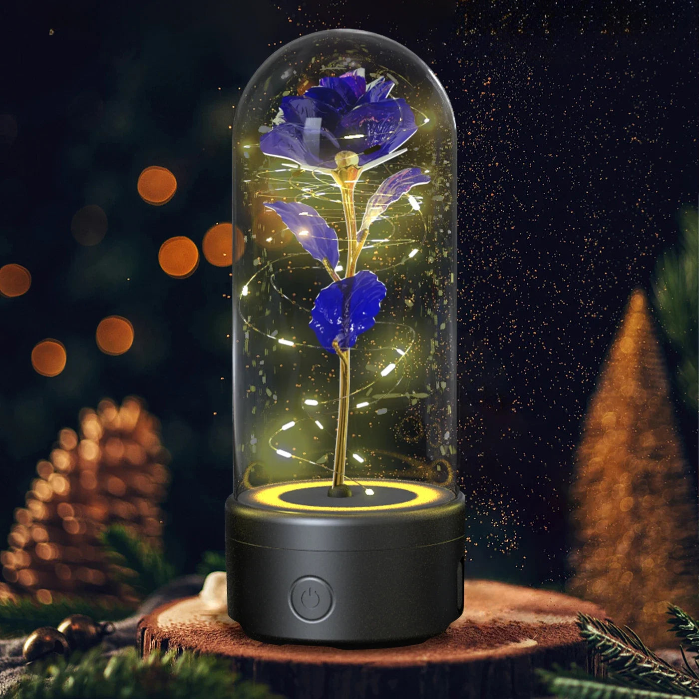 Creative 2 In 1 Rose Flowers Light And Bluetooth Speaker Valentine's Day Gift Rose Luminous Night Light Ornament In Glass lamps