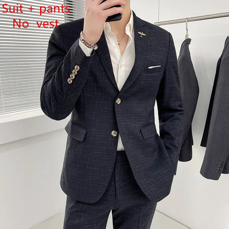 High Quality Men's Wedding Suit (suit + Vest + Trousers)