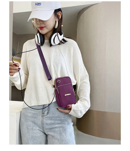 Mobile Phone Bag Women's Crossbody Mini Bags Fashion Mom Mommy Coin Bag Neck Hanging Running Cover Shoulder Bag 3 Layer Wallet