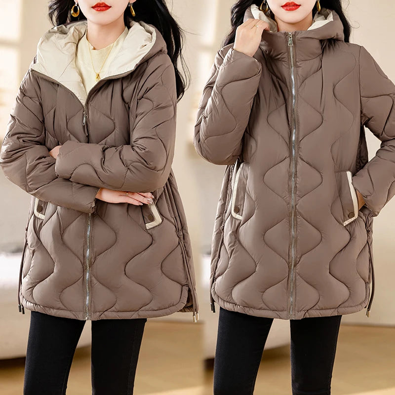 New Winter Jacket Parkas Women Coat Fur Collar Hooded Overcoat Female Jacket.