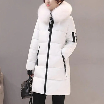 Women Coat Solid Color Thickened Padded Stuffed Hooded