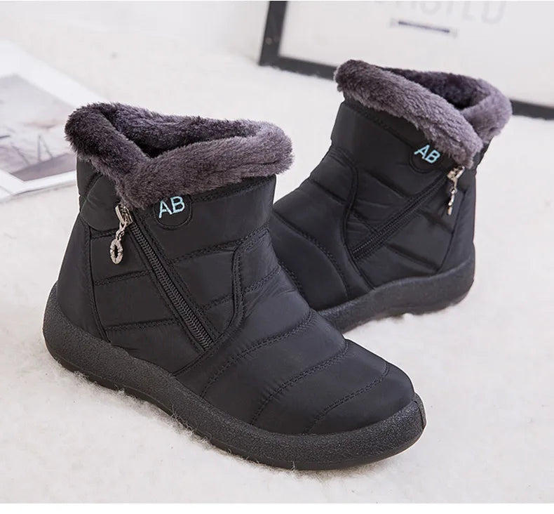 Women's Boots Women's Ankle Boots With Fur Winter Shoes Women Low Heels Winter Boots Snow Waterproof Botas Mujer Winter Footwear