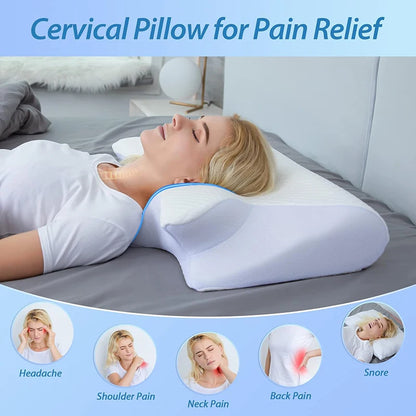 1pc Memory Foam Cervical Pillow, 2 in 1 Ergonomic Contour Orthopedic Pillow for Neck Pain,