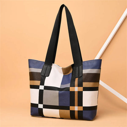 Striped plaid tote bag for women, new fashionable women's shoulder bag, handbag for women, commuting bag, big bag for women-LJX