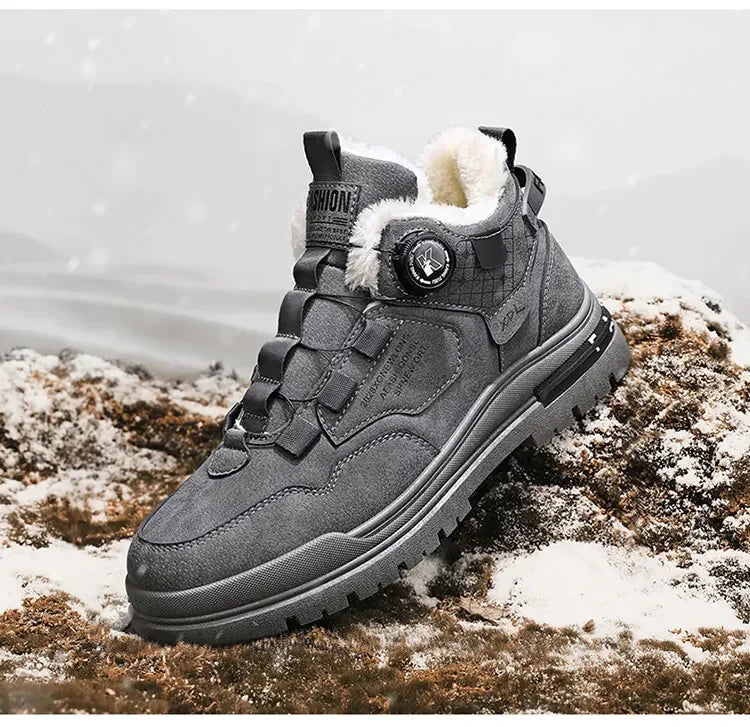 New winter fleece high-top men's boots Comfortable work shoes warm waterproof.