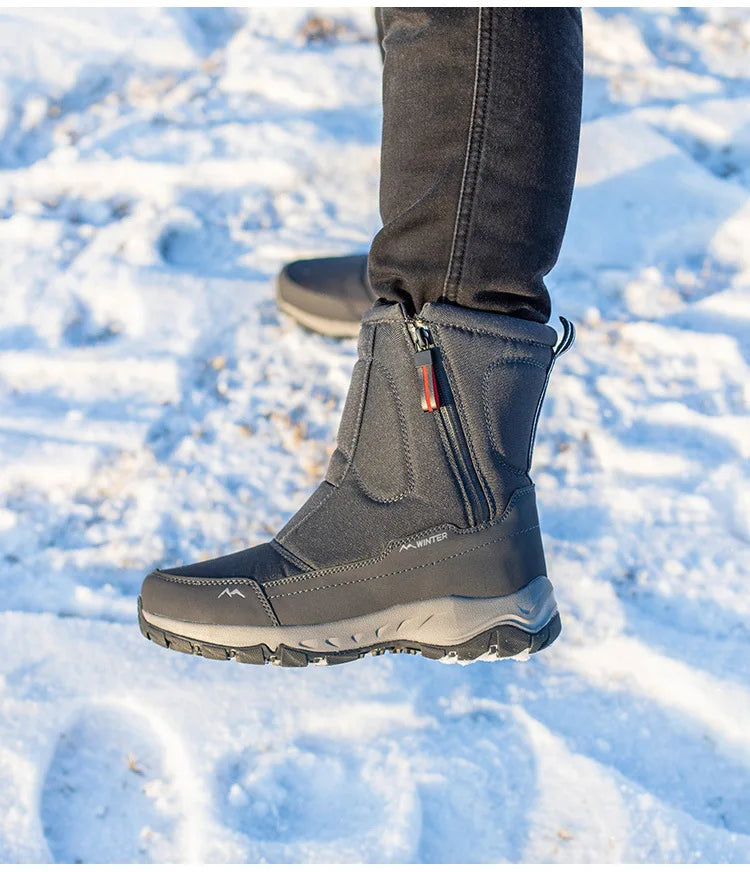 Large Size Winter Men's Boots Warm Plush Ankle Boots Sweat Wicking High-Top Warm Snow.