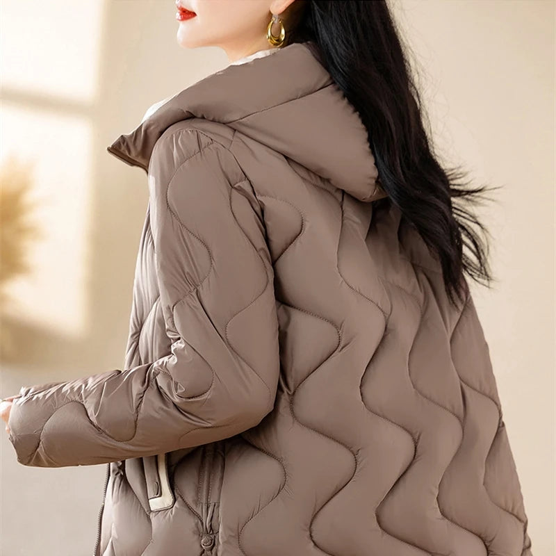 New Winter Jacket Parkas Women Coat Fur Collar Hooded Overcoat Female Jacket.