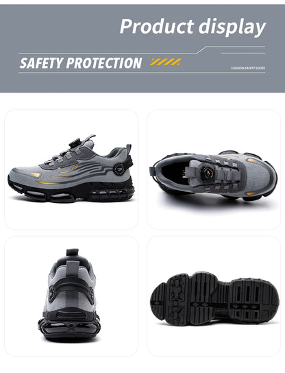 Rotating Button New Safety Shoes Men Anti-smash Anti-puncture Work Shoes Fashion Men Sport Shoes Security Protective Boots Men