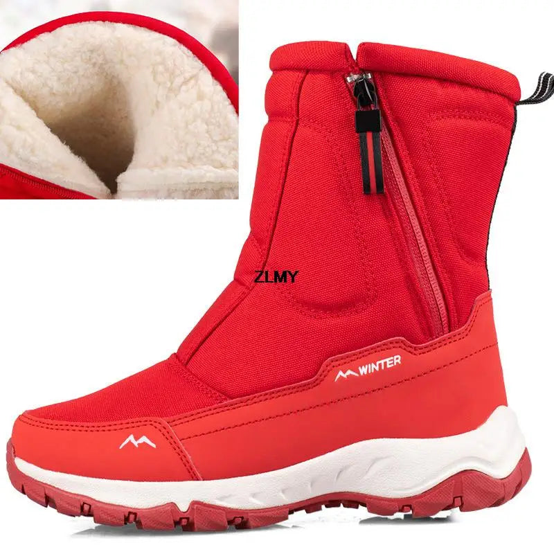 Waterproof Men Women Snow Boots High Top Ankle Winter Boots Platform Warm Plush