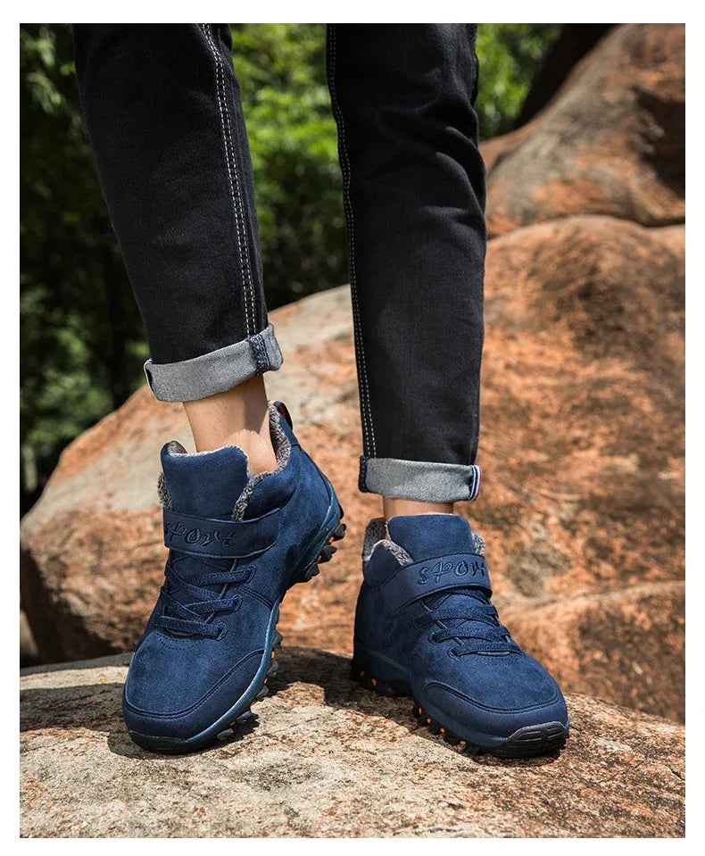 Waterproof Winter Men Boots Suede Warm Snow Outdoor Sneakers.