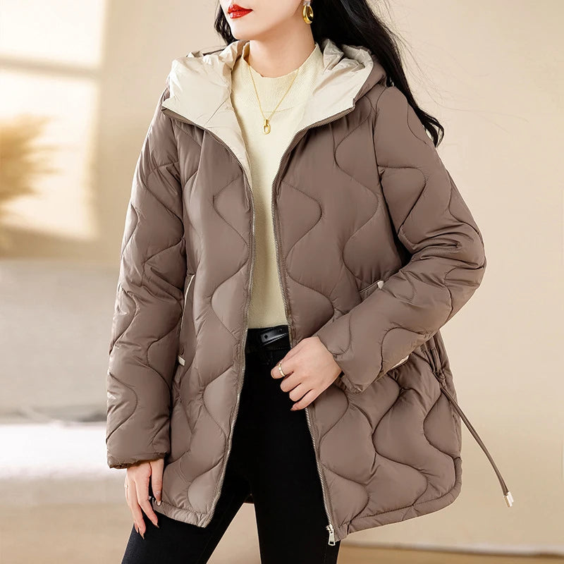 New Winter Jacket Parkas Women Coat Fur Collar Hooded Overcoat Female Jacket.