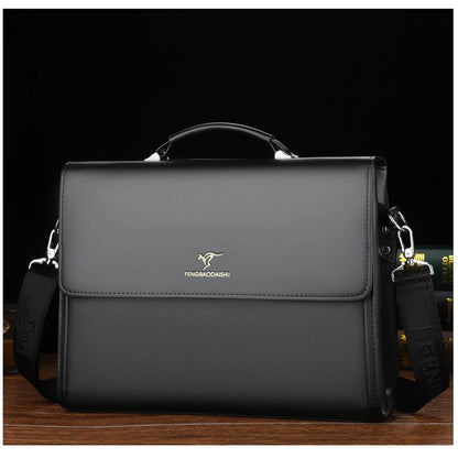 Leather Luxury Briefcases For Men Designer Work Business Tote Bolsas Black Handbag Shoulder Lawyer Square A4 Side Crossbody Bag