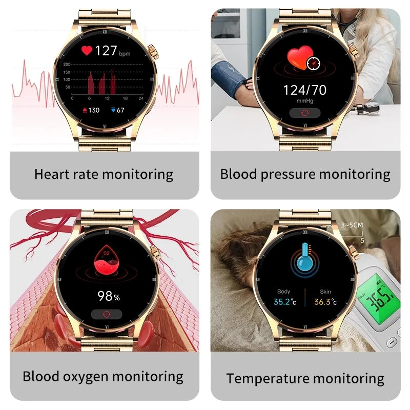 LIGE New Bluetooth Call Smart Watch Women Physical Health Watches Men Body Temperature Infrared Blood Oxygen Monitor Smartwatch