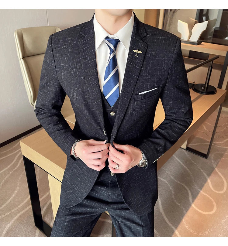 High Quality Men's Wedding Suit (suit + Vest + Trousers)