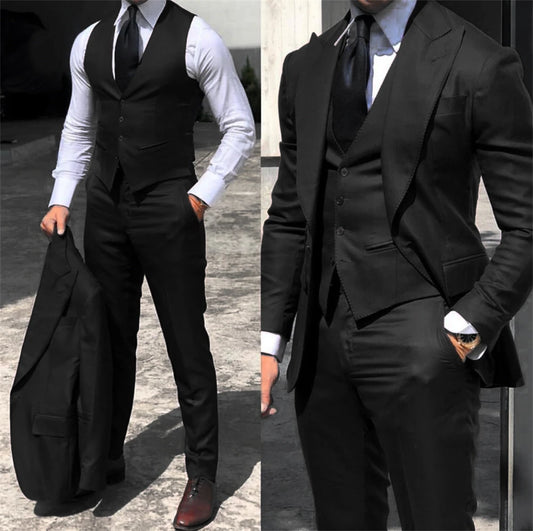 Elegant Wedding Tuxedos Suits Slim Fit Bridegroom For Men 3 Pieces Groomsmen