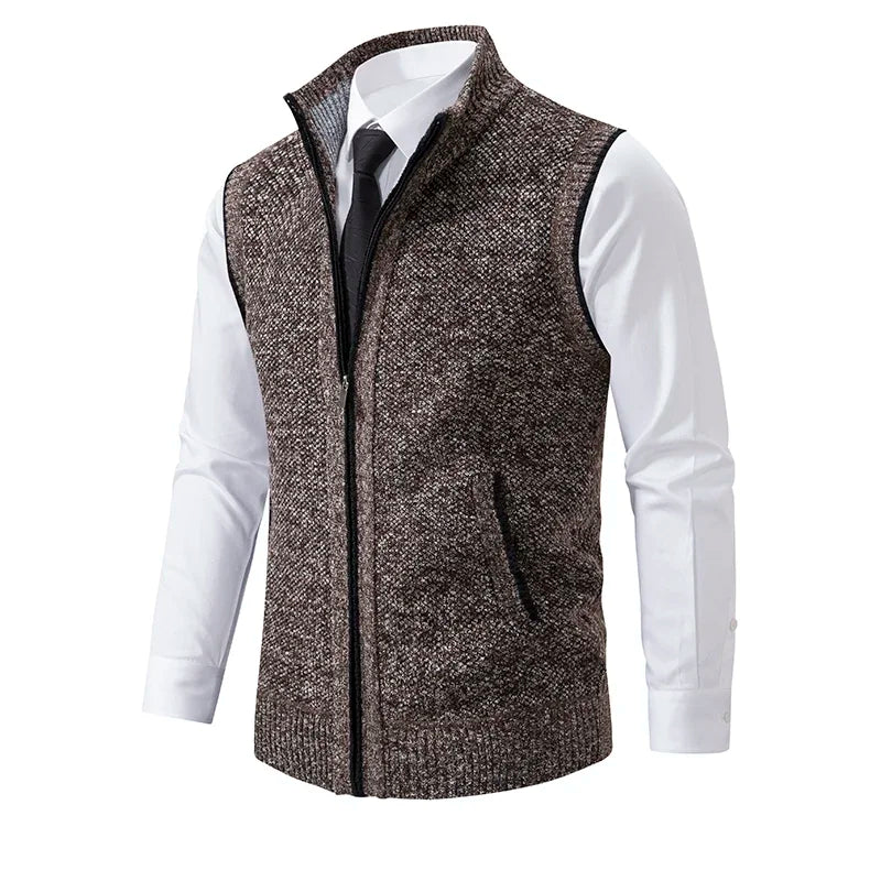 Vest Men Knitted Sleeveless Sweater Jacket Wool.