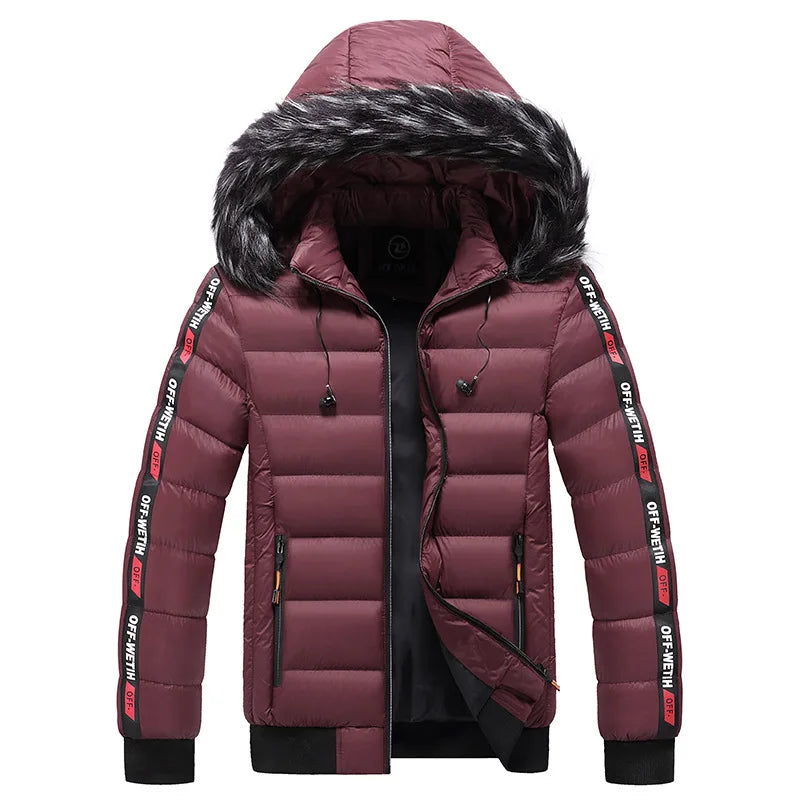 Winter Men Warm Hooded Parkas Jackets Mens Windbreaker Outwear Parkas Coats Men Autumn Detachable Hat Outfits Parkas Coats Male