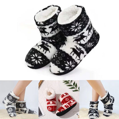 2pcs Women Warm Floor Socks Winter Thickened Plush Anti Skid Boots Soft Furry Indoor Shoes Christmas New Year Slipper Shoes Boot