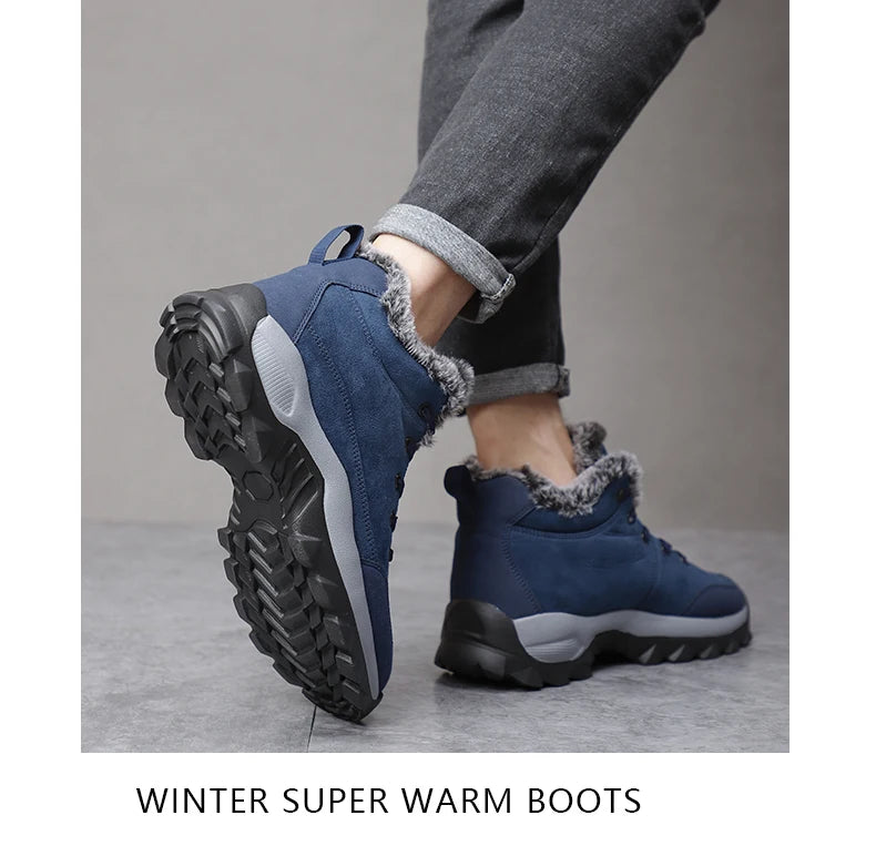 Men Snow Boots Outdoor Shoes For Male Thick Sole Sneakers for Men Winter Shoes Botines Tenis Keep Warm Fluff Mens Ankle Boots