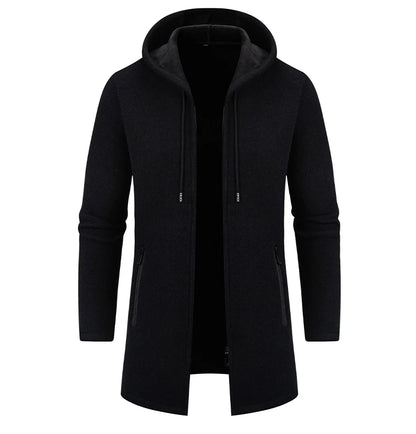 Mens Long Cardigan Full Zip Trench Coat.