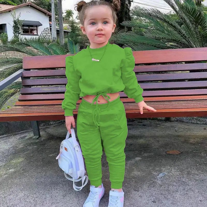 2025 Spring New Girls Fashion O Neck Long Sleeve Pullover Top + Pants 2 Pieces Set Casual Kids Clothes