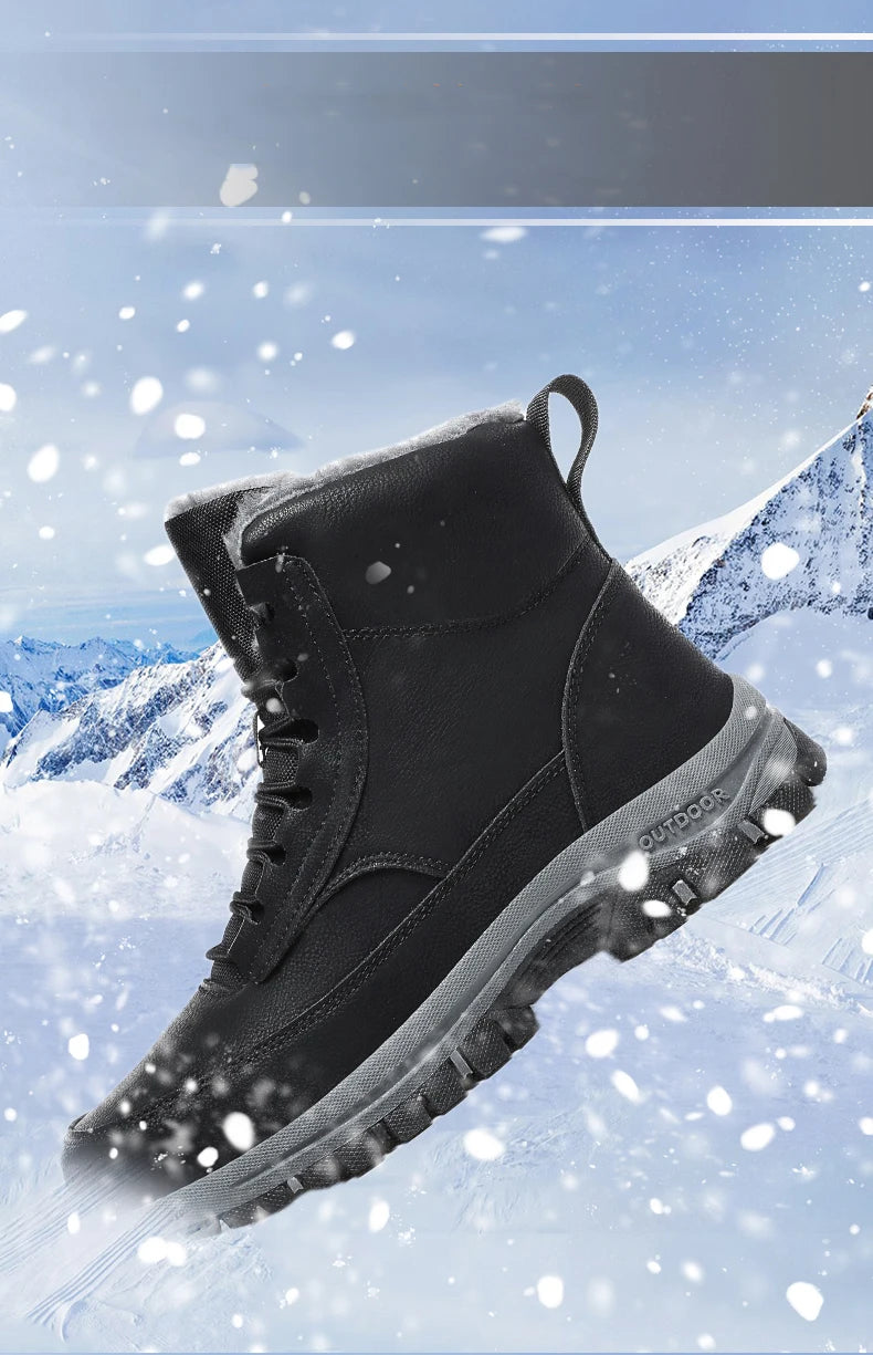 New Men Winter Snow Boots For Waterproof Leather Sneakers Super Warm Men's Boots Outdoor Male Hiking Boots Work Shoes Size 39-48