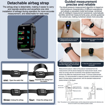 2024 New Medical Grade Smart Watch air Pump ECG True Accurately Blood Pressure Airbag health watch Uric Acid Blood Lipids watch