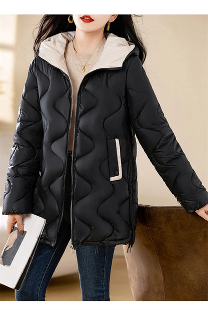 New Winter Jacket Parkas Women Coat Fur Collar Hooded Overcoat Female Jacket.